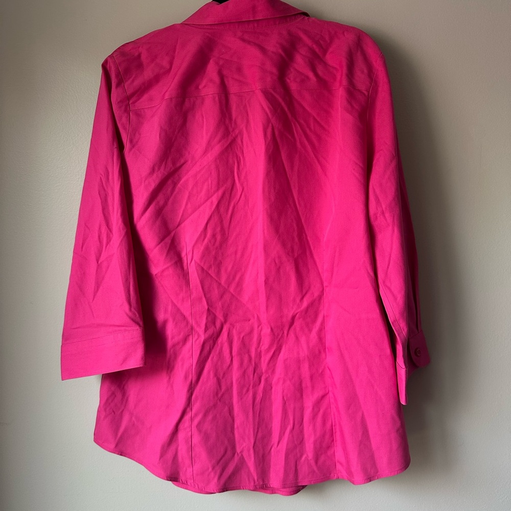 Coldwater Creek 100% COTTON Fuchsia button down top size 10/12 - Picture 4 of 5